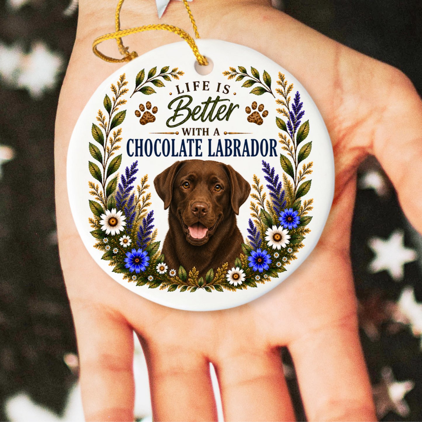 Chocolate Lab Ornament, Labrador Retriever Gift, Chocolate Lab Mom Gift, Dog Lover Keepsake