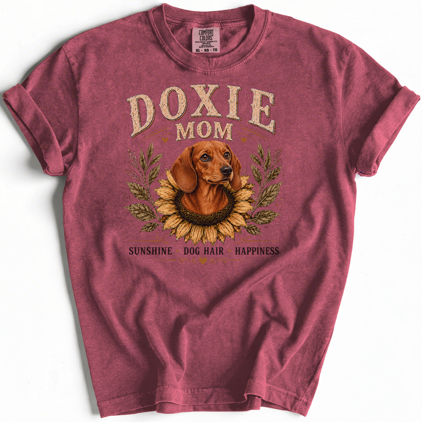 Red Dachshund Mom Shirt, Doxie Sunflower Tee, Vintage Wiener Dog Lover Gift