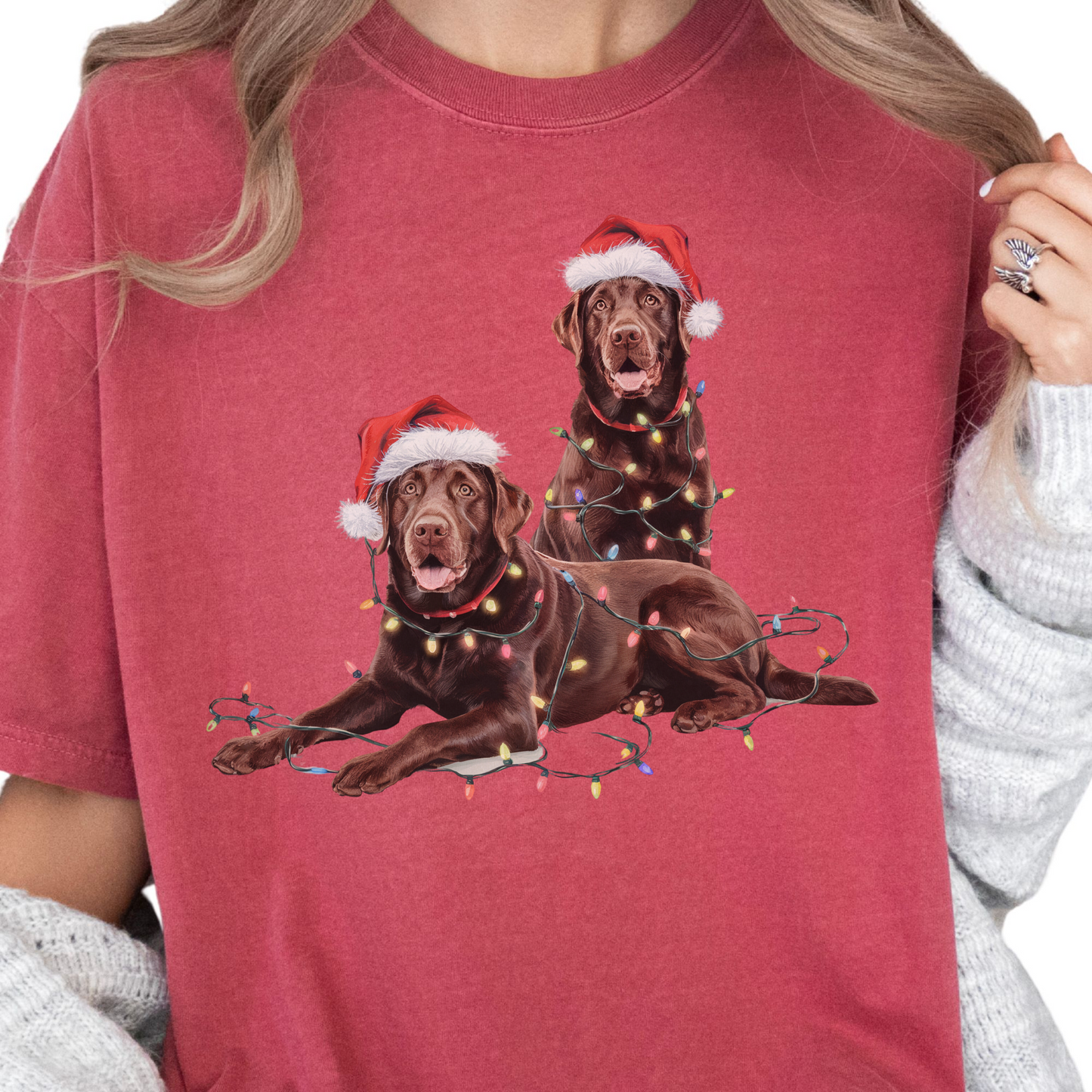 Chocolate Labrador Christmas Shirt, Dog Santa Hat Tee, Festive Holiday Apparel, Gift for Dog Lovers, Labrador Retriever Art