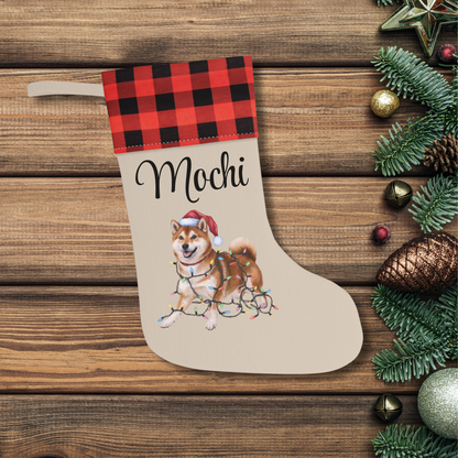 Personalized Red Shiba Inu Christmas Stocking, Holiday Decor Gift for Pet Lovers