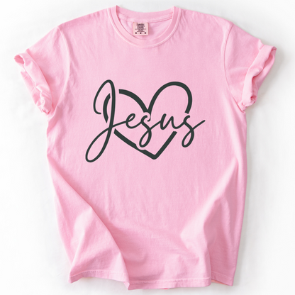 Jesus Heart Shirt, Christian Faith Tee, Minimalist Comfort Colors Gospel Shirt