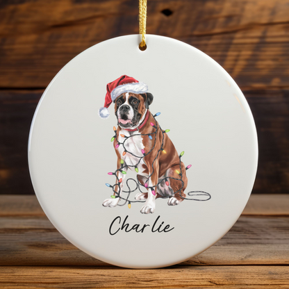 Personalized Boxer Christmas Ornament, Ceramic Dog Lover Gift, Custom Decor