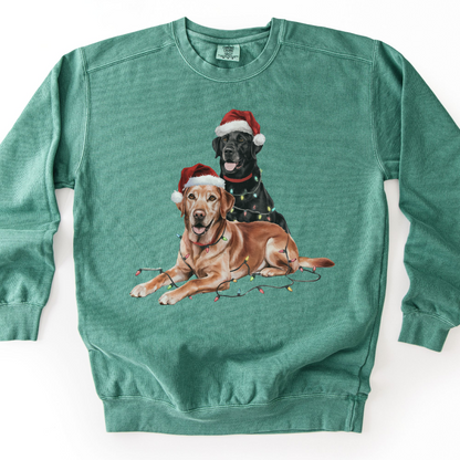 Black and Fox Red Labs Christmas Lights Sweatshirt