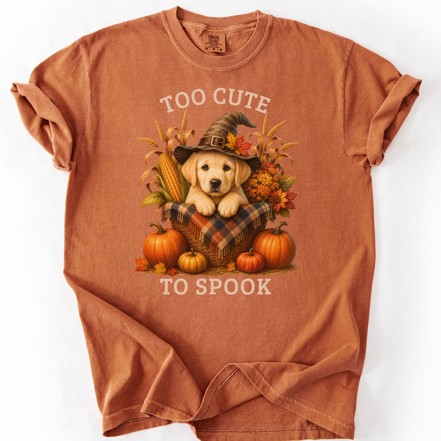 Yellow Lab Halloween Shirt, Too Cute To Spook Fall Dog Lover Tee