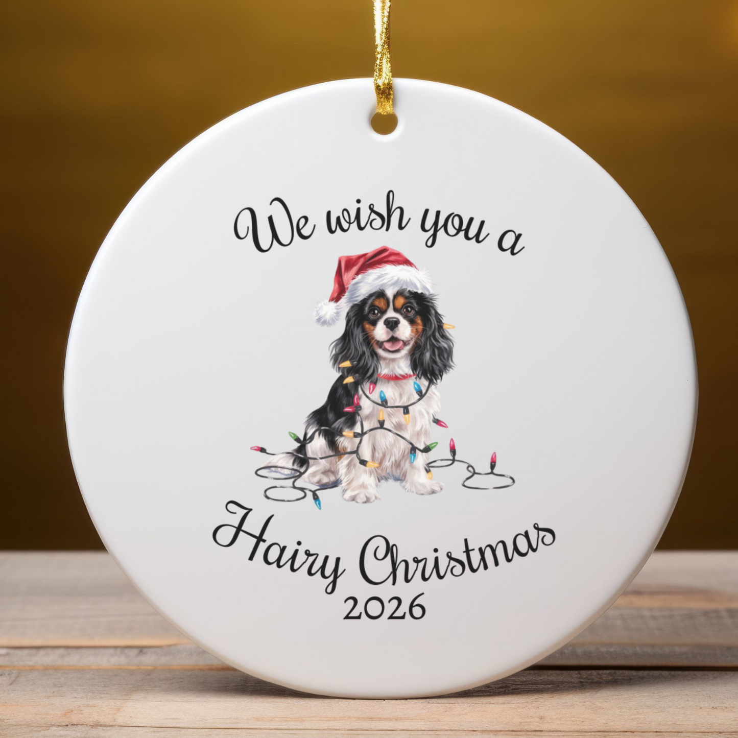 Tri-color Cavalier King Charles Spaniel Ornament, Funny Dog Lover Gift, Pet Holiday