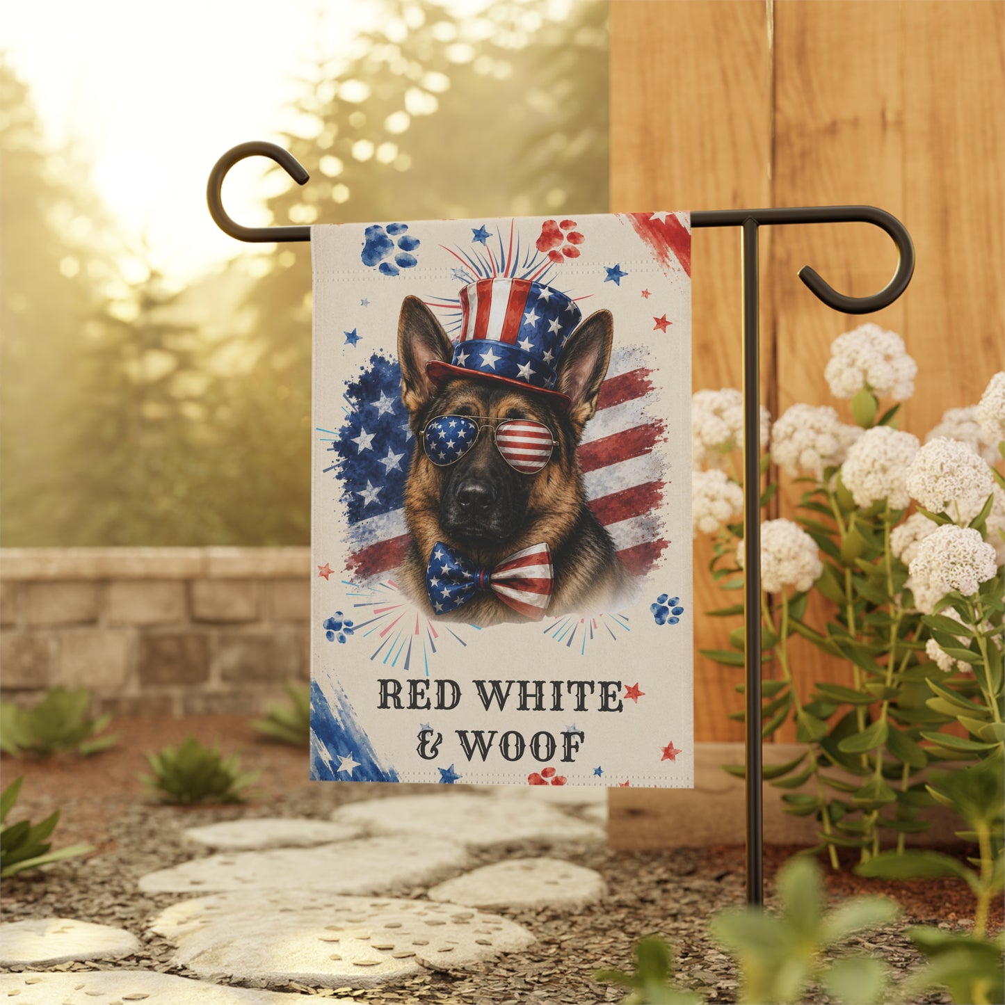 Patriotic German Shepherd Garden Flag