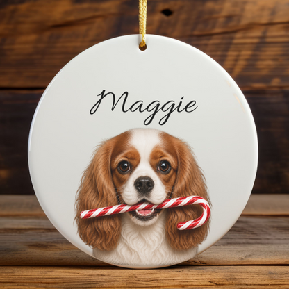 Personalized Blenheim Cavalier Candy Cane Ornament