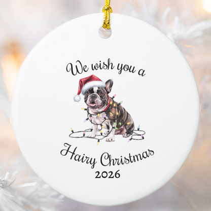 Christmas French Bulldog Ornament, Christmas Lights Dog Keepsake