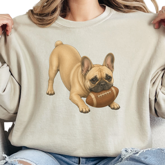 French Bulldog Football Sweatshirt Dog Lover Game Day Crewneck Frenchie Mom Gift