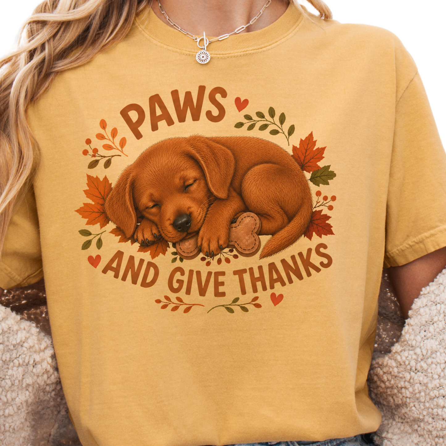 Fox Red Lab Thanksgiving Shirt, Paws Give Thanks Tee, Fall Labrador Retriever Lover Gift