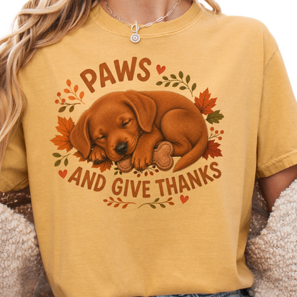 Fox Red Lab Thanksgiving Shirt, Paws Give Thanks Tee, Fall Labrador Retriever Lover Gift
