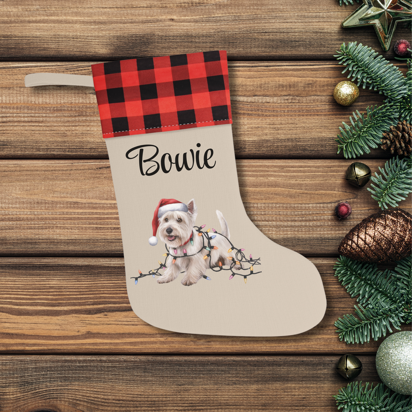 Personalized West Highland Terrier Christmas Stocking, Holiday Decor Gift for Westie Lovers