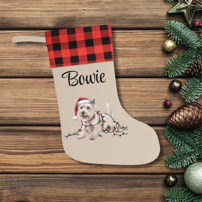 Personalized West Highland Terrier Christmas Stocking, Holiday Decor Gift for Westie Lovers