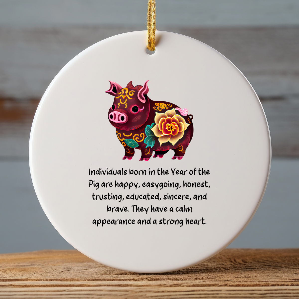 Chinese Zodiac Pig Ornament – Year of the Pig Horoscope Gift for Lunar New Year