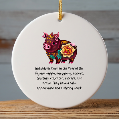Chinese Zodiac Pig Ornament – Year of the Pig Horoscope Gift for Lunar New Year