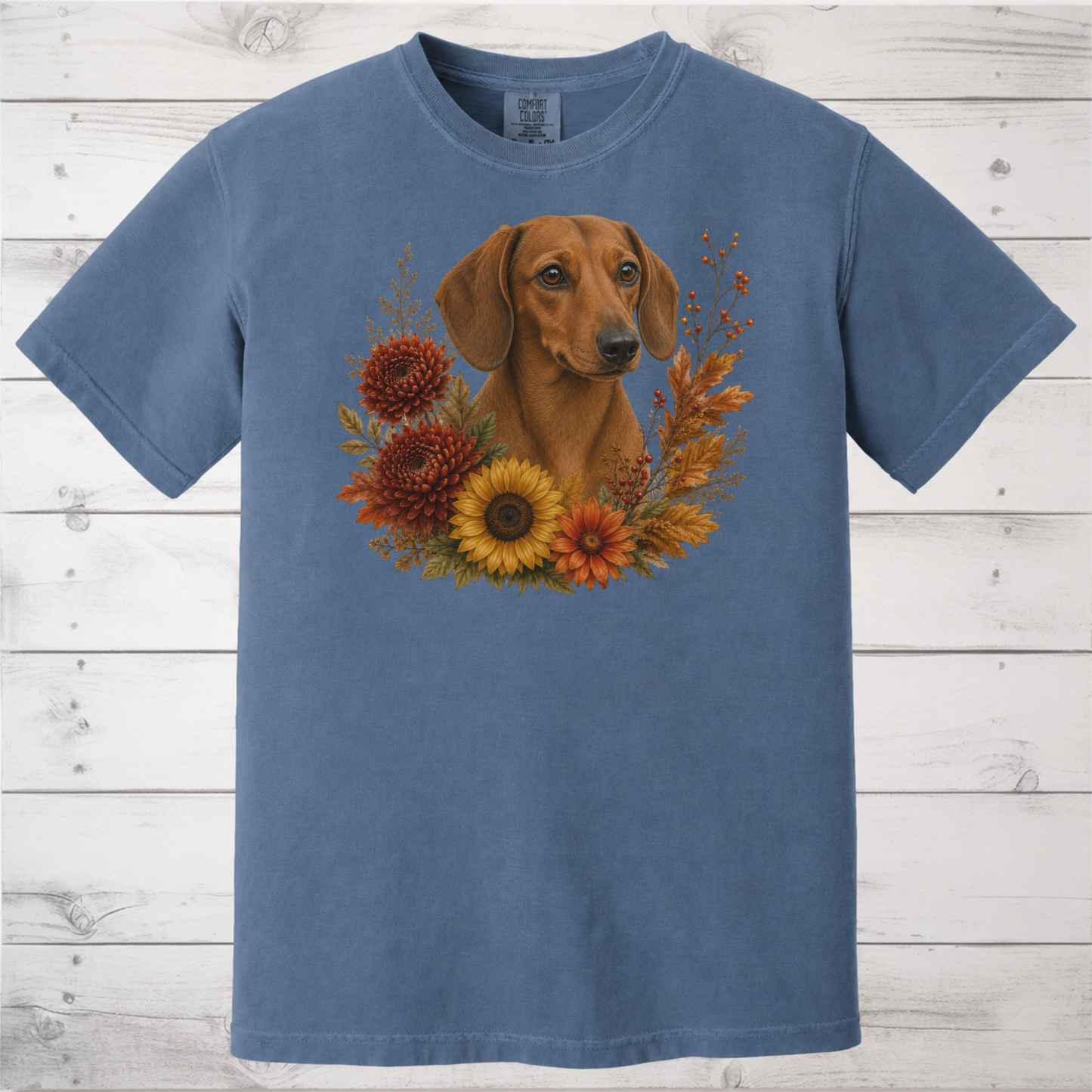 Red Dachshund Autumn Floral Shirt