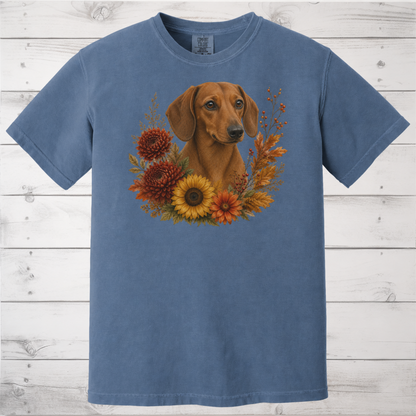 Red Dachshund Autumn Floral Shirt