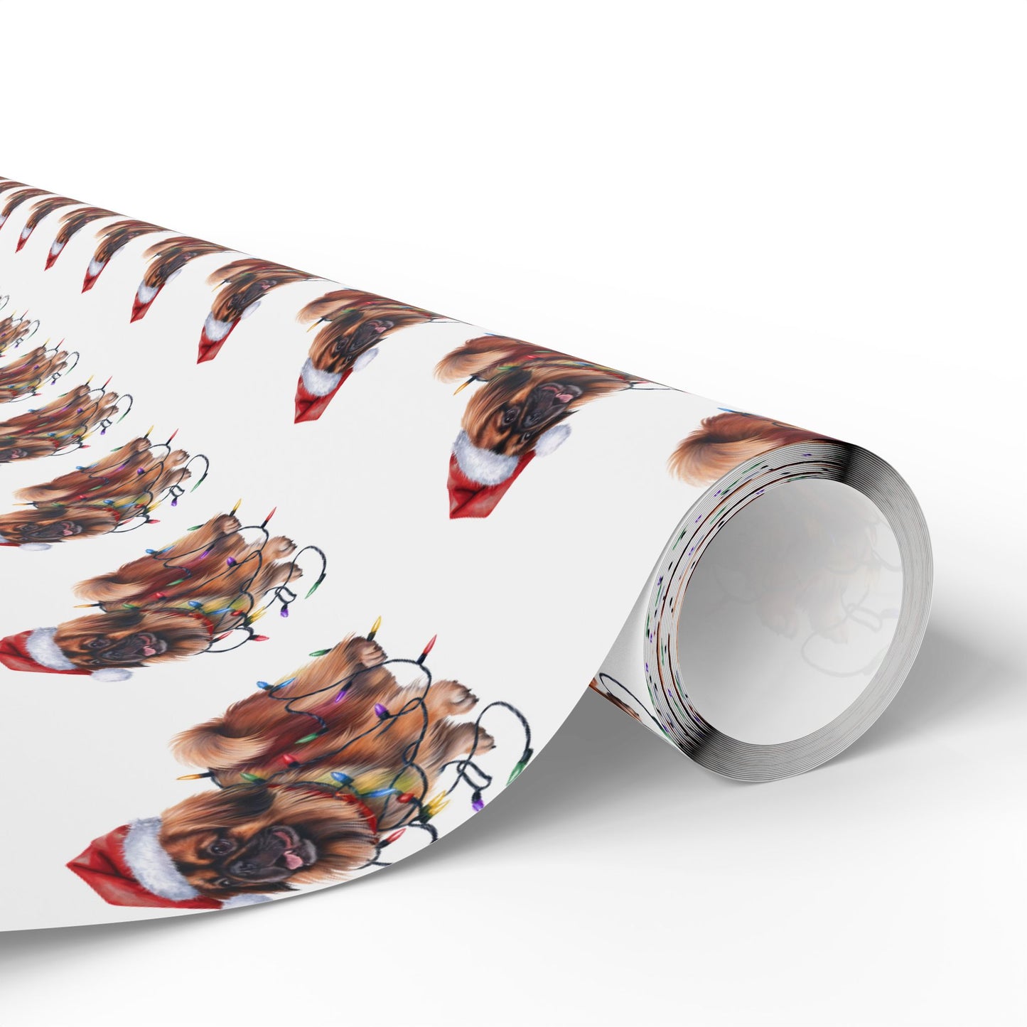Pekingese Christmas Lights Wrapping Paper