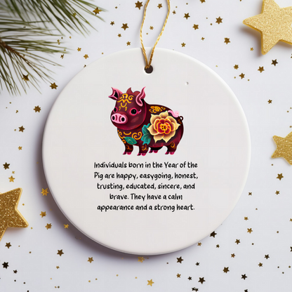 Chinese Zodiac Pig Ornament – Year of the Pig Horoscope Gift for Lunar New Year