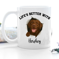 Load image into Gallery viewer, Personalized Chocolate Lab Life’s Better With My Dog Mug
