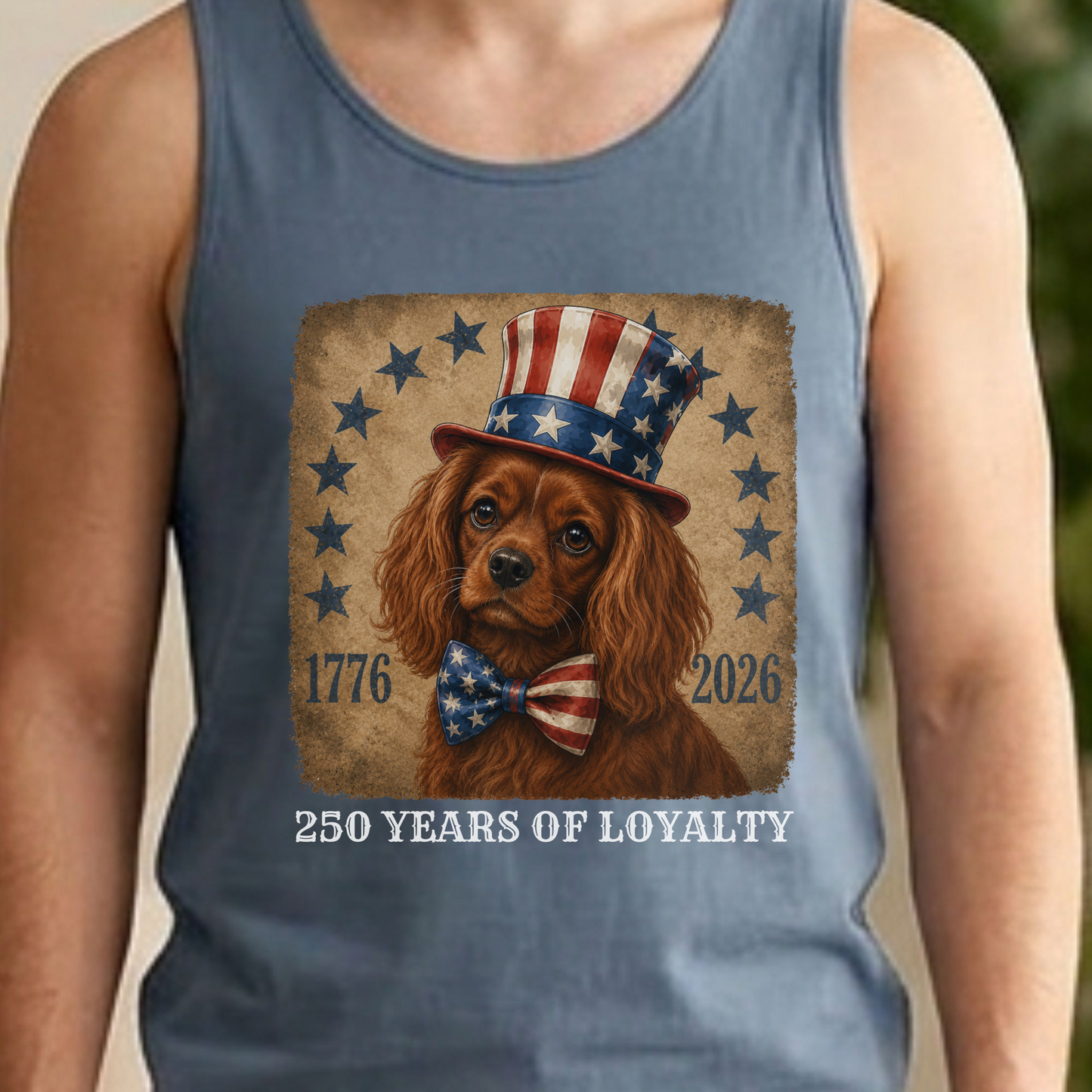 Ruby Cavalier Patriotic Tank Top, 250 Years of Loyalty