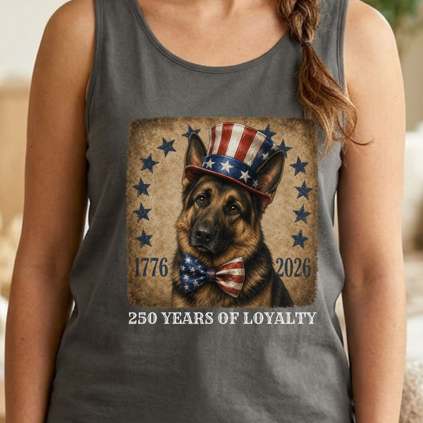 German Shepherd Patriotic Tank Top, 250 Years of Loyalty