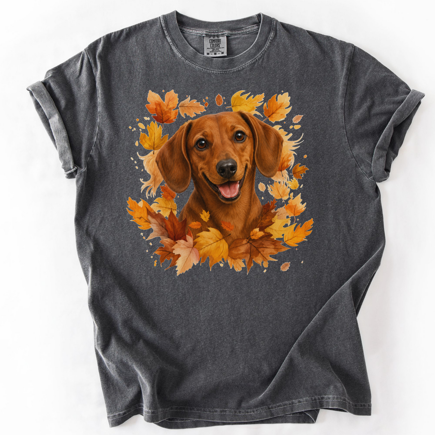Red Dachshund Fall Shirt | Autumn Dog Mom Comfort Colors Tee