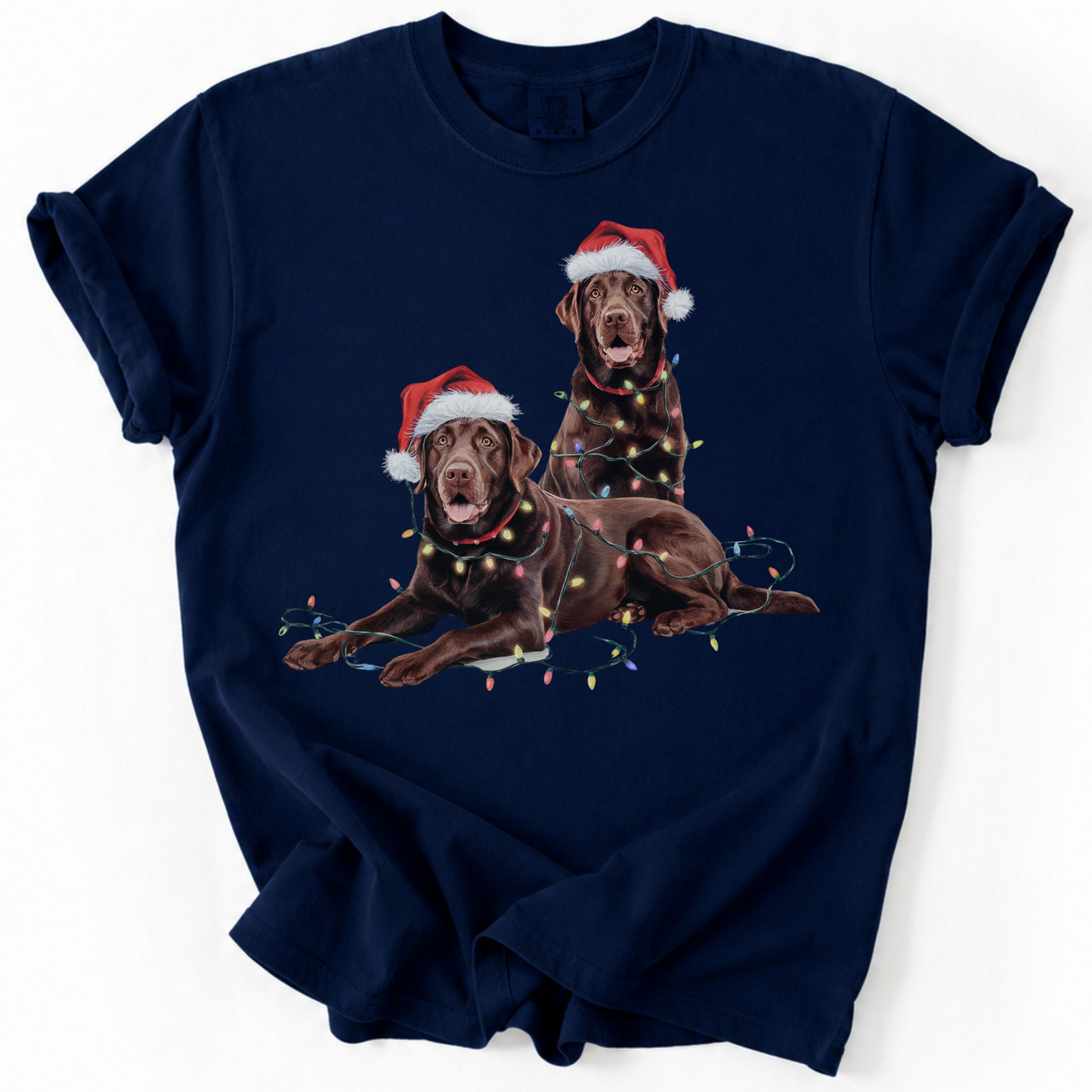 Chocolate Labrador Christmas Shirt, Dog Santa Hat Tee, Festive Holiday Apparel, Gift for Dog Lovers, Labrador Retriever Art