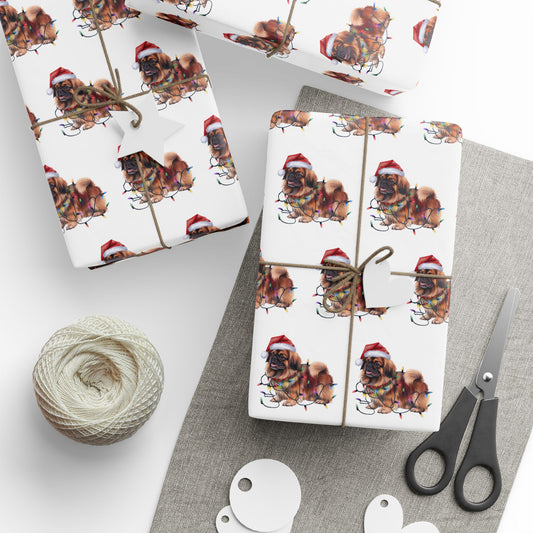 Pekingese Christmas Lights Wrapping Paper