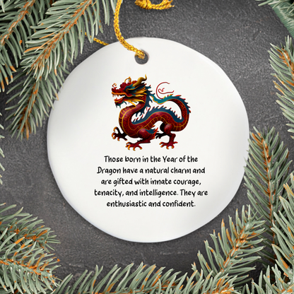 Chinese Zodiac Dragon Ornament, Year of the Dragon Horoscope Gift for Lunar New Year