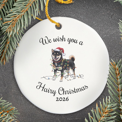 Christmas Black Shiba Inu Ornament, Christmas Lights Dog Keepsake