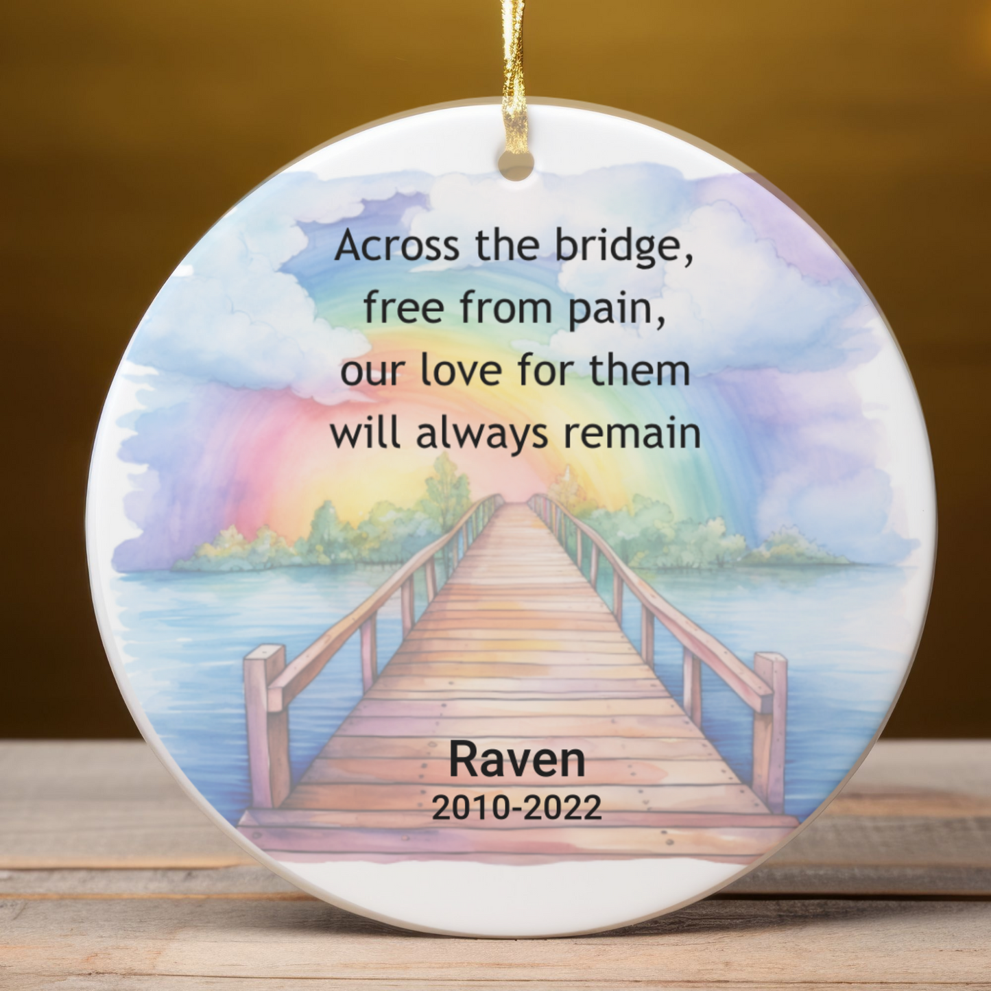 Pet Memorial Two-Sided Ornament, Rainbow Bridge Keepsake, Dog Cat Loss Sympathy Gift
