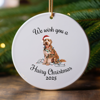 Load image into Gallery viewer, Christmas Goldendoodle Ornament, Christmas Lights Dog Keepsake
