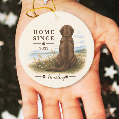 Personalized Chocolate Lab Ornament, Double Sided Labrador Gotcha Day Gift, Custom Dog Keepsake