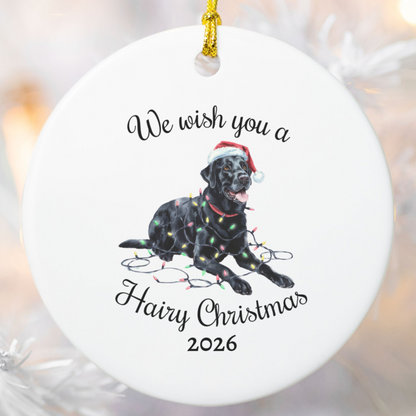 Christmas Black Labrador Ornament, Christmas Lights Dog Keepsake