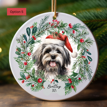Personalized Lhasa Apso Christmas Ornament, Custom Dog Ornament, Holiday Pet Keepsake, Unique Pet Lover Gift, Cute Dog Tree Decor
