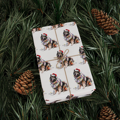 Keeshond Christmas Lights Wrapping Paper