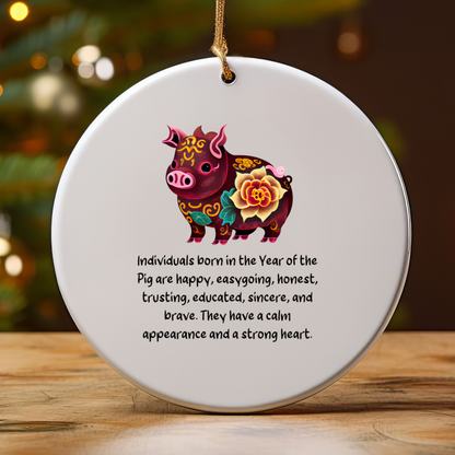 Chinese Zodiac Pig Ornament – Year of the Pig Horoscope Gift for Lunar New Year