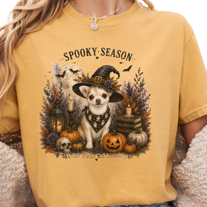 Custom Halloween Dog Shirt, Personalized Pet Portrait Comfort Colors Spooky Season Tee