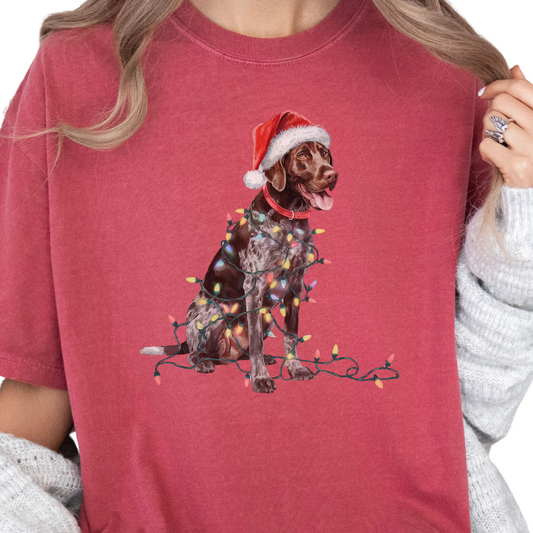 Christmas German Shorthaired Pointer Shirt, Christmas Lights Dog Tee, Christmas Dog Tee, Pointer Mom Tshirt, Gift for Dog Lover