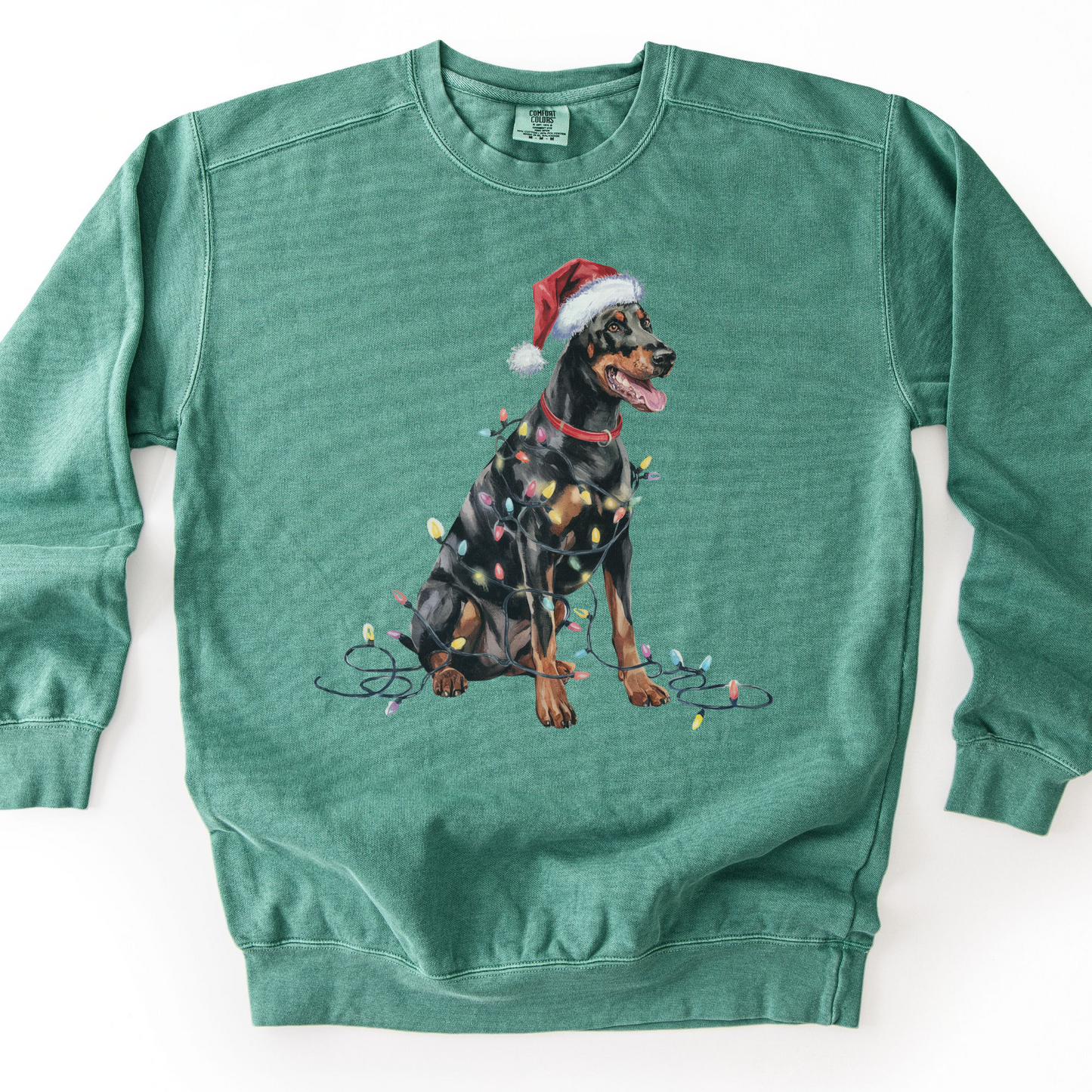 Doberman Christmas Lights Sweatshirt