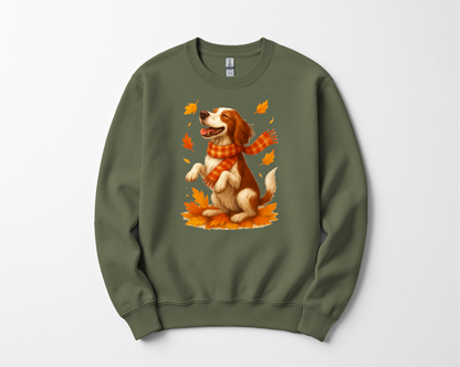 Springer Spaniel Fall Sweatshirt, Cozy Autumn Dog Sweatshirt, Dog Lover Fall Apparel, Cute Dog Autumn Outfit, Fall Dog Shirt