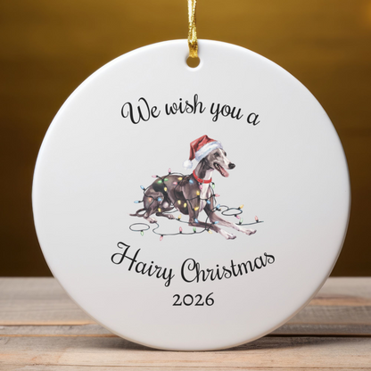 Christmas Greyhound Ornament, Christmas Lights Dog Keepsake