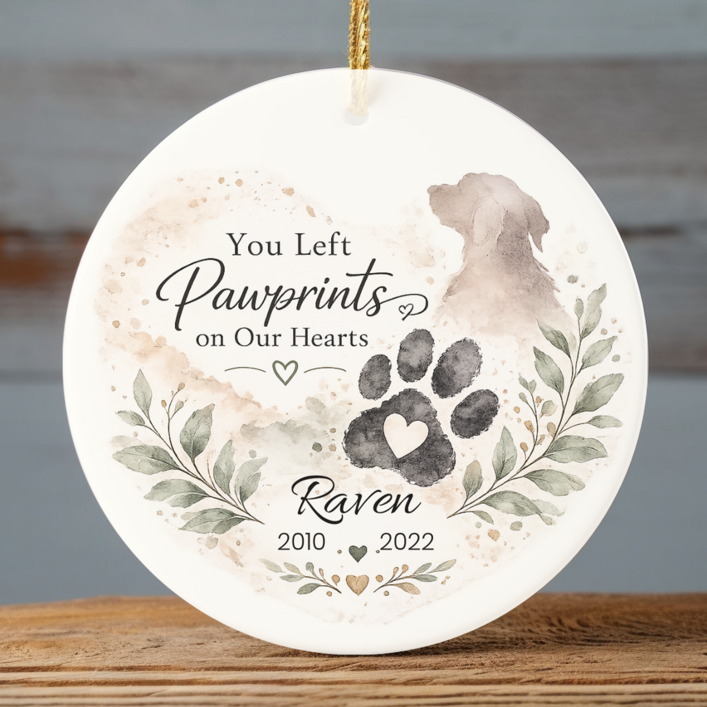 Personalized Pet Memorial Ornament, Custom Dog Loss Christmas Keepsake Gift
