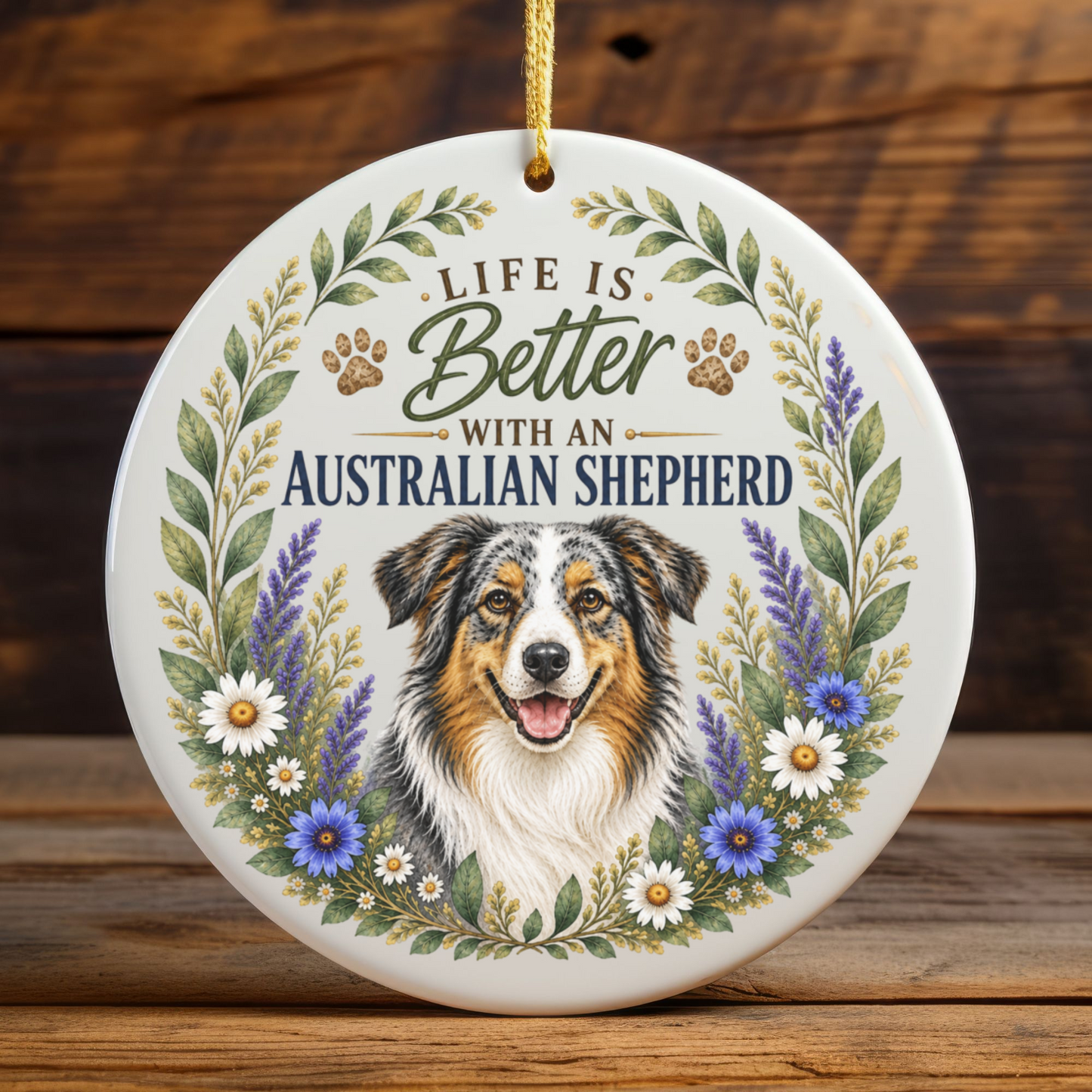 Australian Shepherd Ornament, Life Is Better With an Aussie, Dog Lover Gift