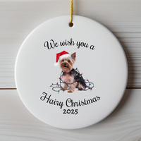 Load image into Gallery viewer, Christmas Yorkshire Terrier Ornament, Christmas Lights Dog Keepsake
