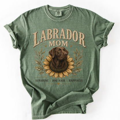 Chocolate Lab Mom Shirt, Labrador Retriever Sunflower Tee, Vintage Dog Lover Gift