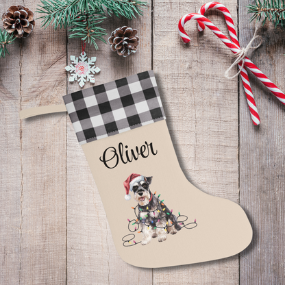 Personalized Schnauzer Christmas Stocking, Holiday Decor Gift for Pet Lovers