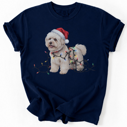 Bichon Frise Christmas Lights Shirt, Festive Holiday Tee for Fluffy Dog Lovers