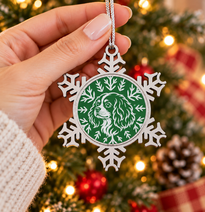 Cavalier King Charles Pewter Snowflake Christmas Ornament